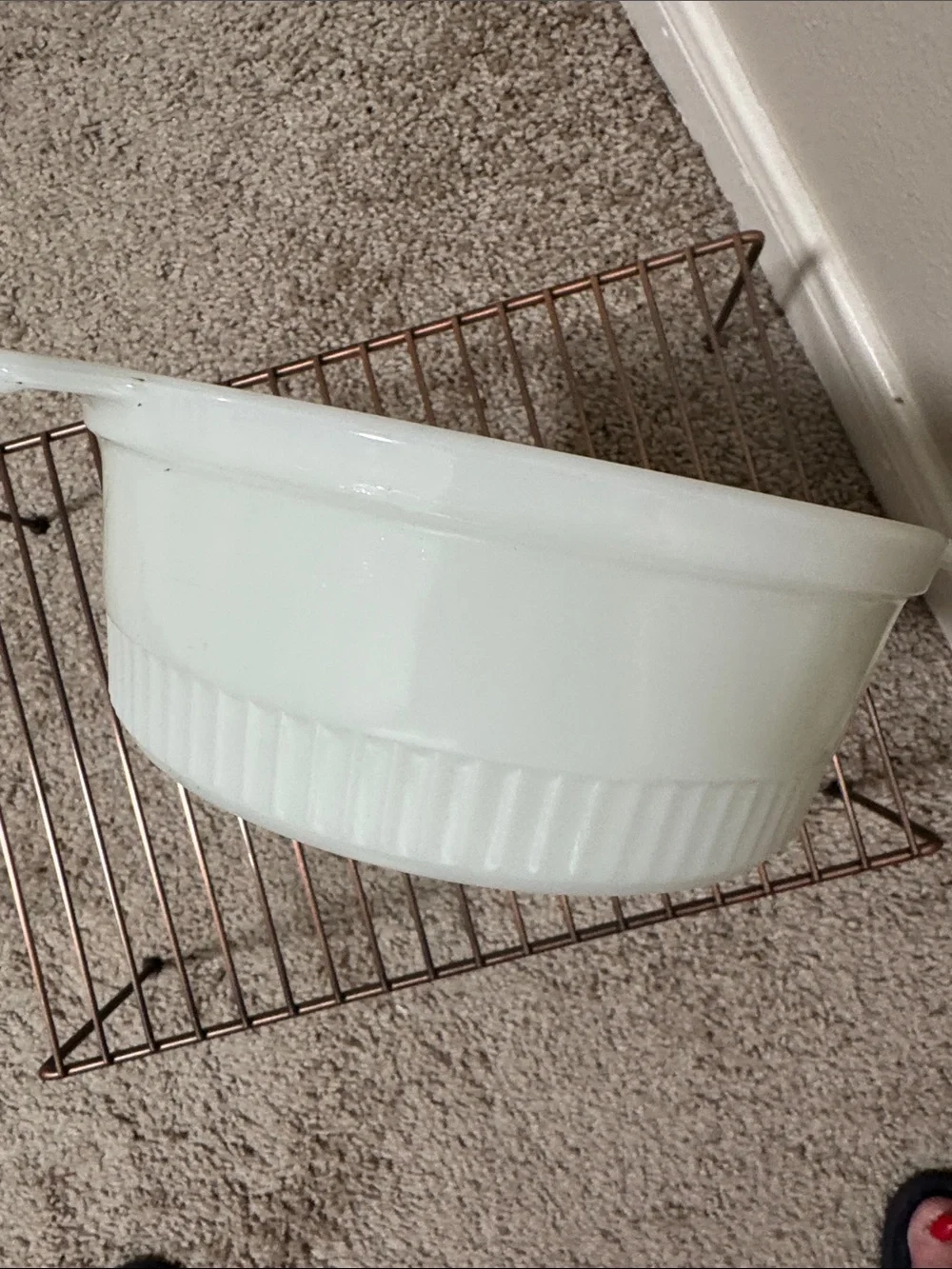 Vintage Anchor Hocking White Milk Glass Oven Proof Bowl with Handles